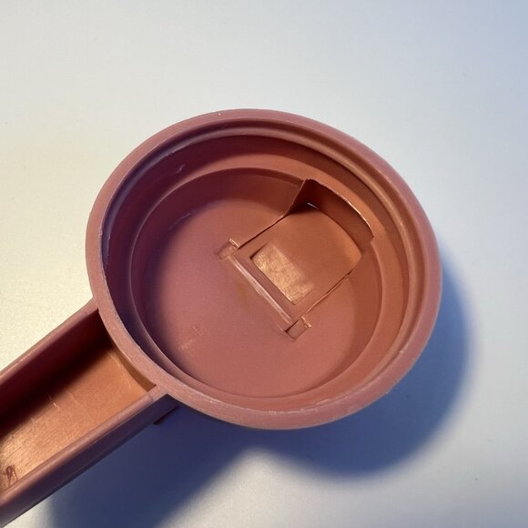 GEMCO Vintage Glass Sugar Syrup Dispenser w/ Retro Pink Plastic Lid and Handle - Picture 4 of 8